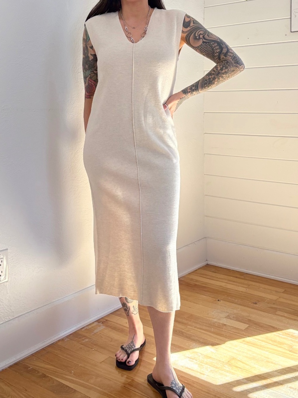 Massimo Dutti sleeveless knit midi dress